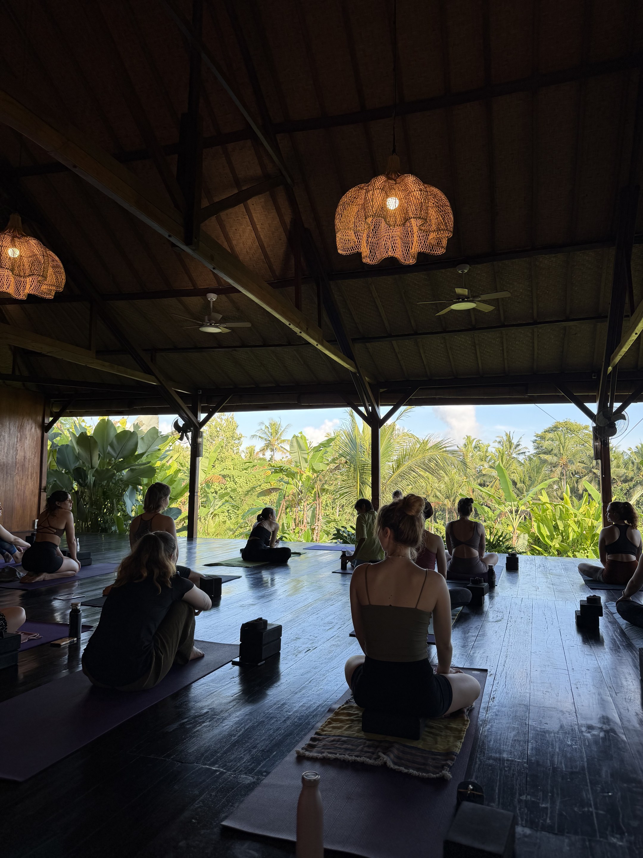 Morning class with jungle view, open shala