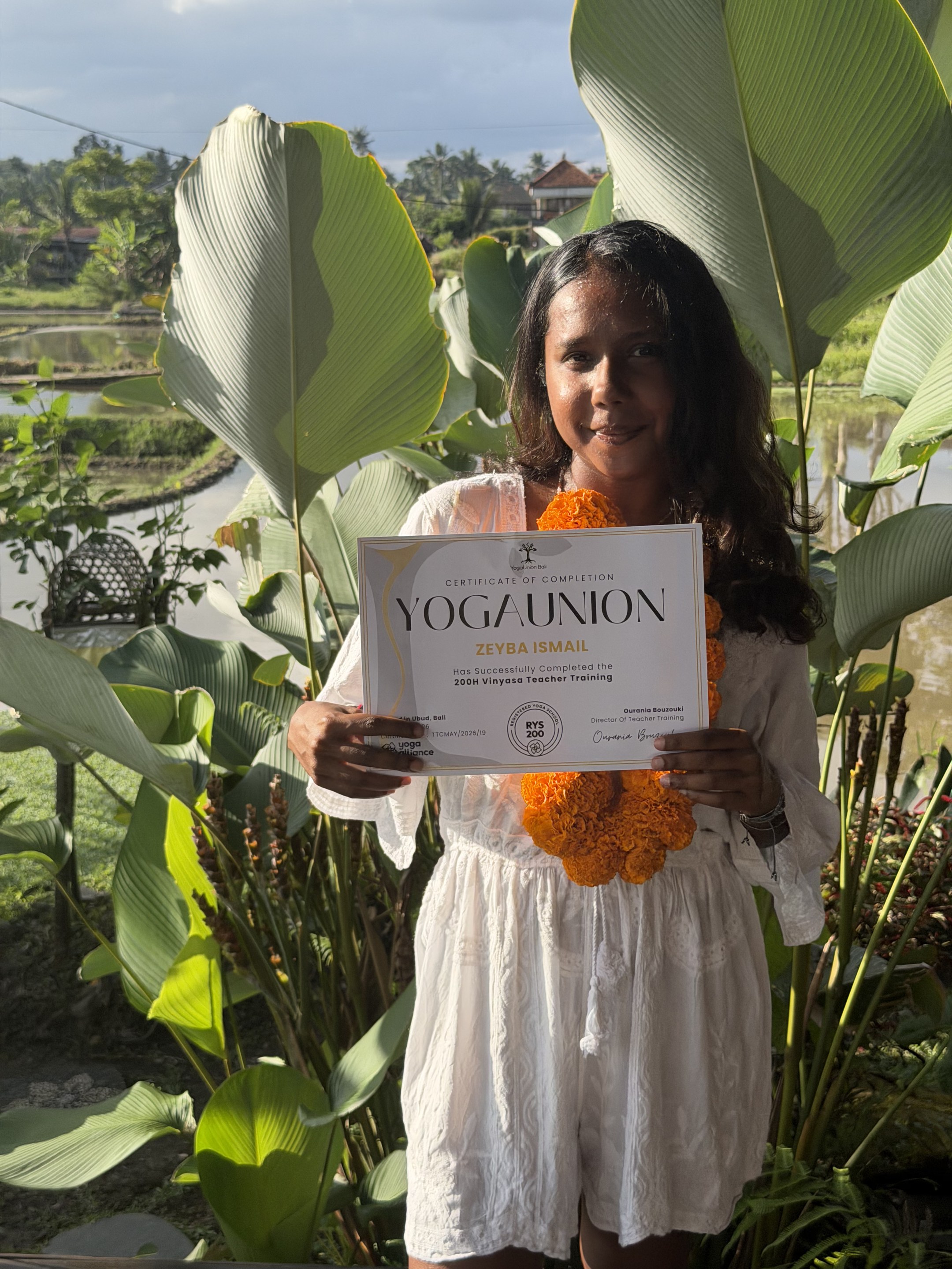 Zeyba Ismail, 200H Vinyasa Yoga Teacher certification, Bali